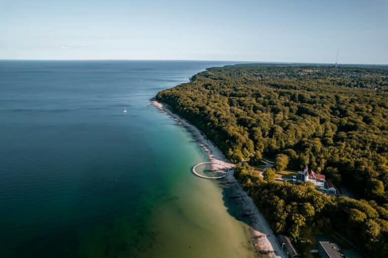 Aerial Drone Shot of the Famous Infinite Bridge in Aarhus, Denmark